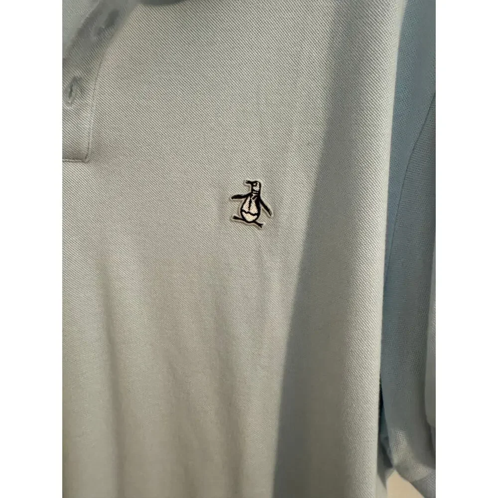 Penguin by Muningswear 100% Cotton Polo Light Blue Rainbow Collar XL - Picture 2 of 8